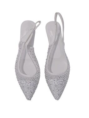 New Crystal Embellished White Slingback Pointed Flats Ardene size 8